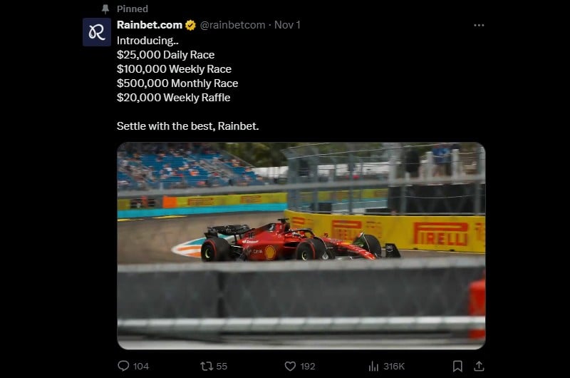 Twitter Rainbet Races